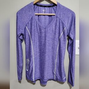 Avia Women's Long Sleeve Pullover Gym Running Shirt Purple Heather, size Small